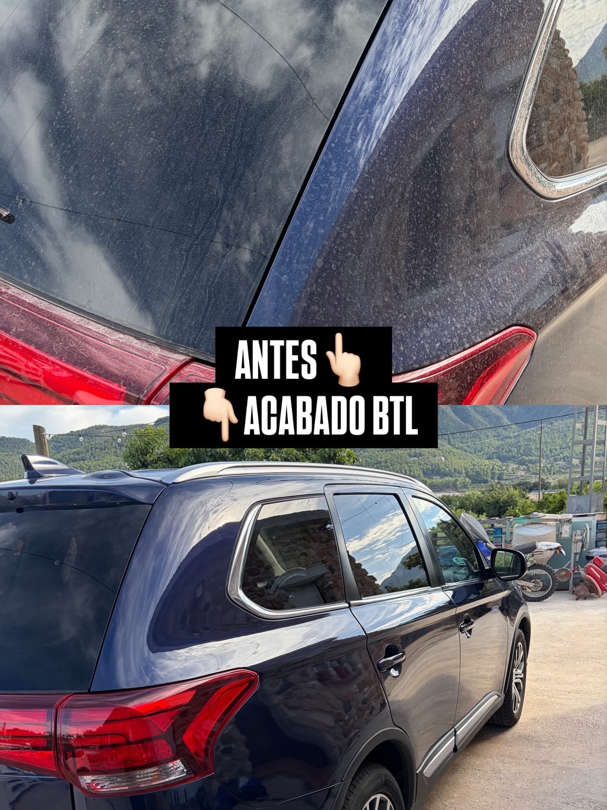 Comparativa antes y después del acabado exterior realizado por BTL Detailing